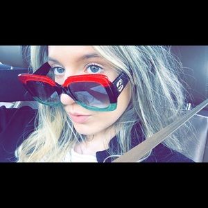 GUCCI Glittered Oversized Square Sunglasses